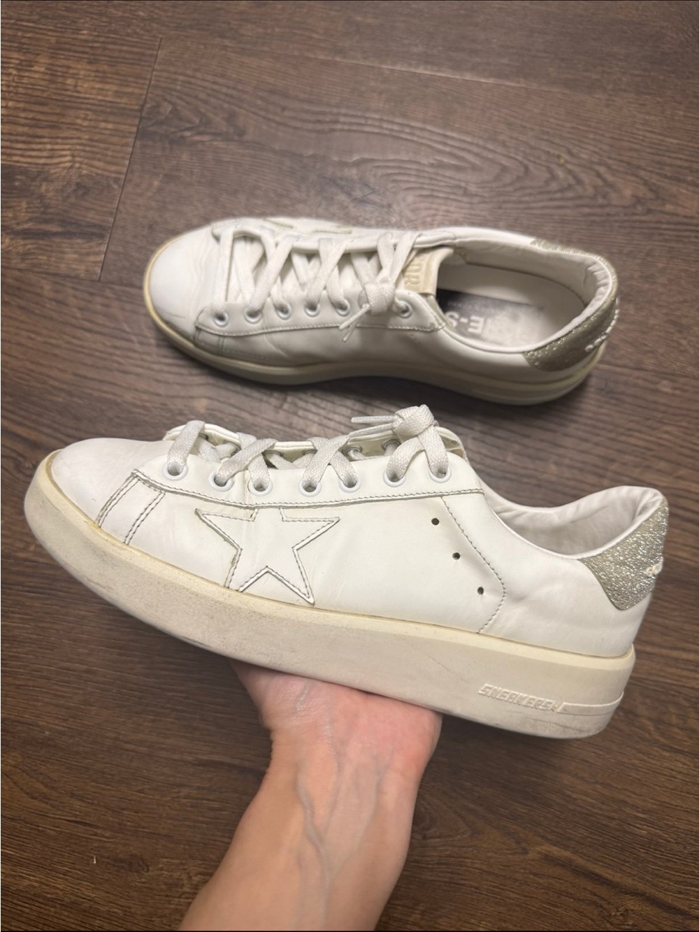 Golden Goose Purestar white shoes low top sneakers size 38